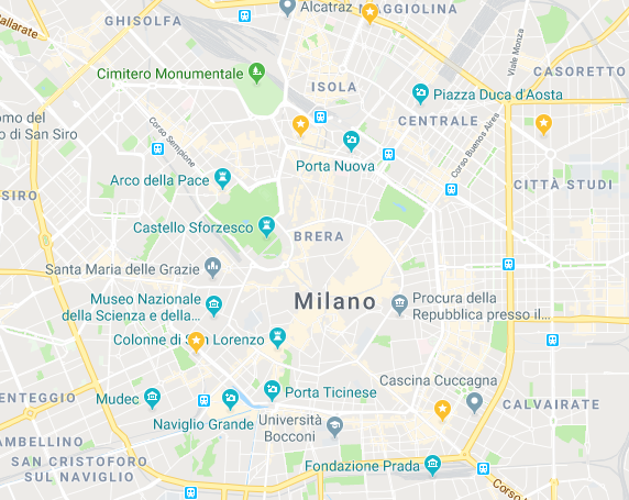 Map 4 asian restaurants in Milan