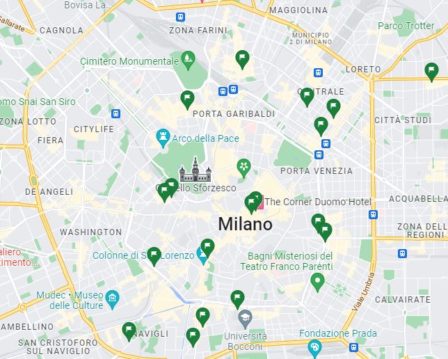map cheap restaurants in milan