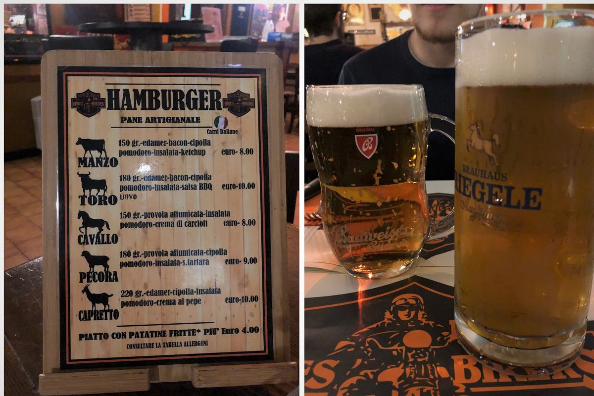 Hamburger Milano Blues Bikers Pub birra