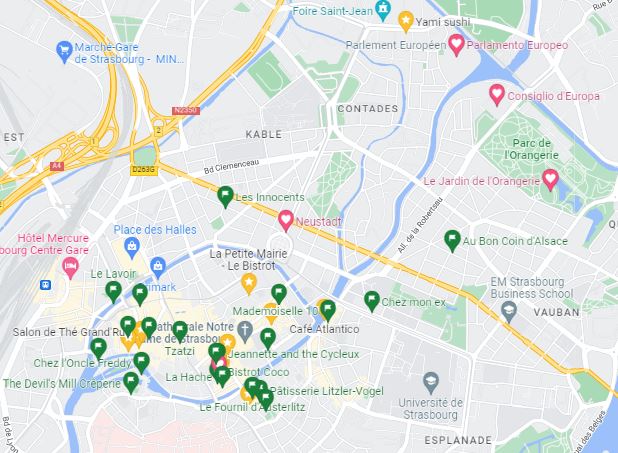 Weekend lungo Strasburgo mappa ristoranti