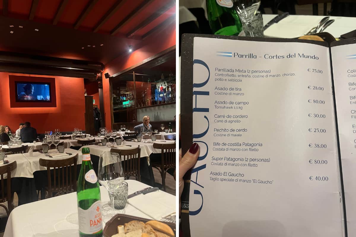Ristorante argentino Milano El Gaucho menu _